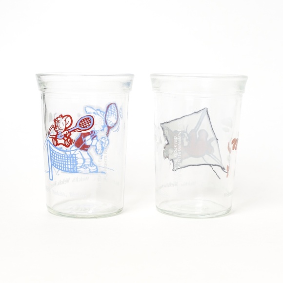 Tom & Jerry Vintage Glass Welchs Tennis Kite Flying Pair of 2 - Picture 3 of 8